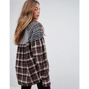 Free People Fireside Nights Plaid Top